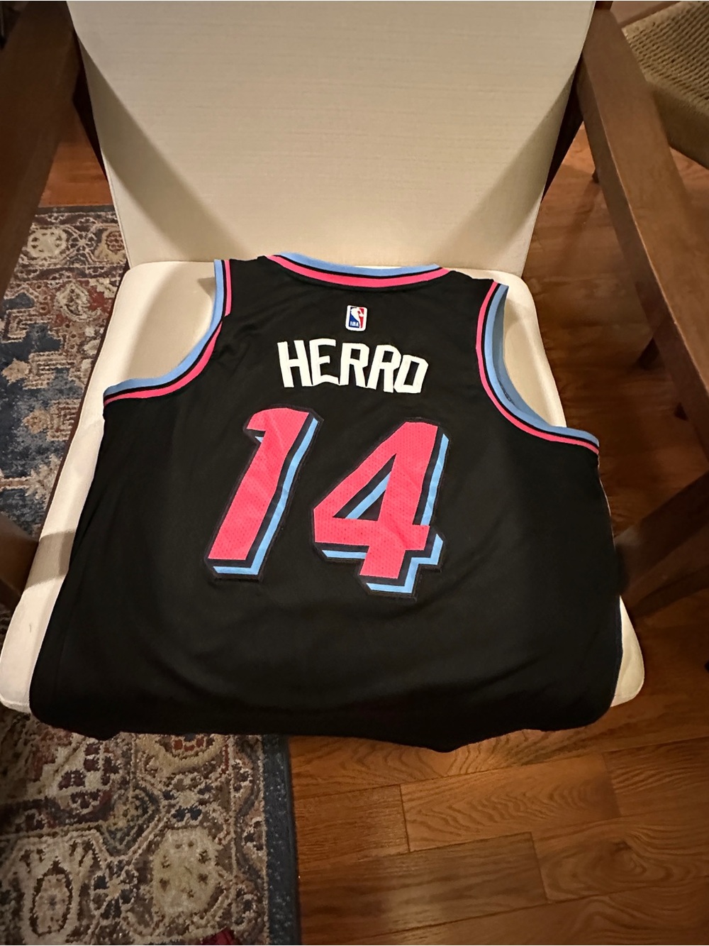 NBA Tyler Herro #14 Jersey - Black with Pink & Light Blue Accents Medium - Picture 3 of 4